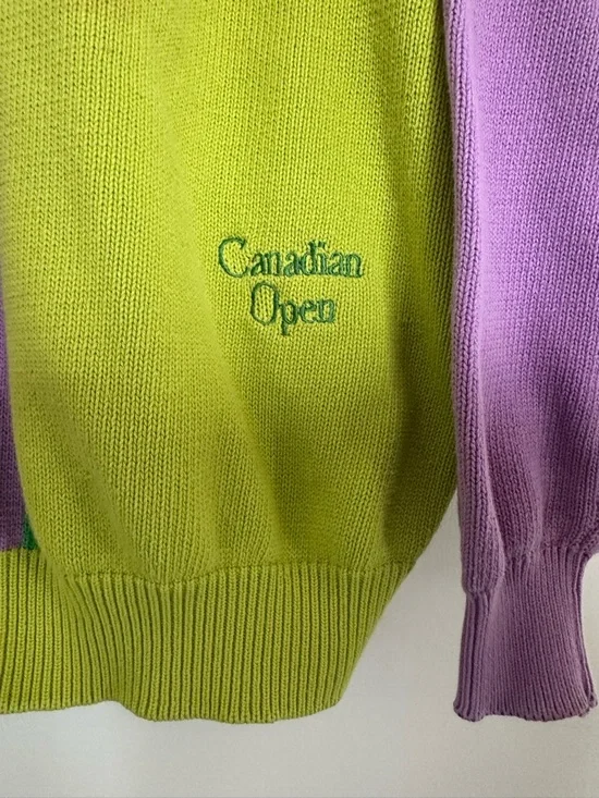 Vintage Canadian Open Colorblock Knit Sweater - Picture 2 of 6